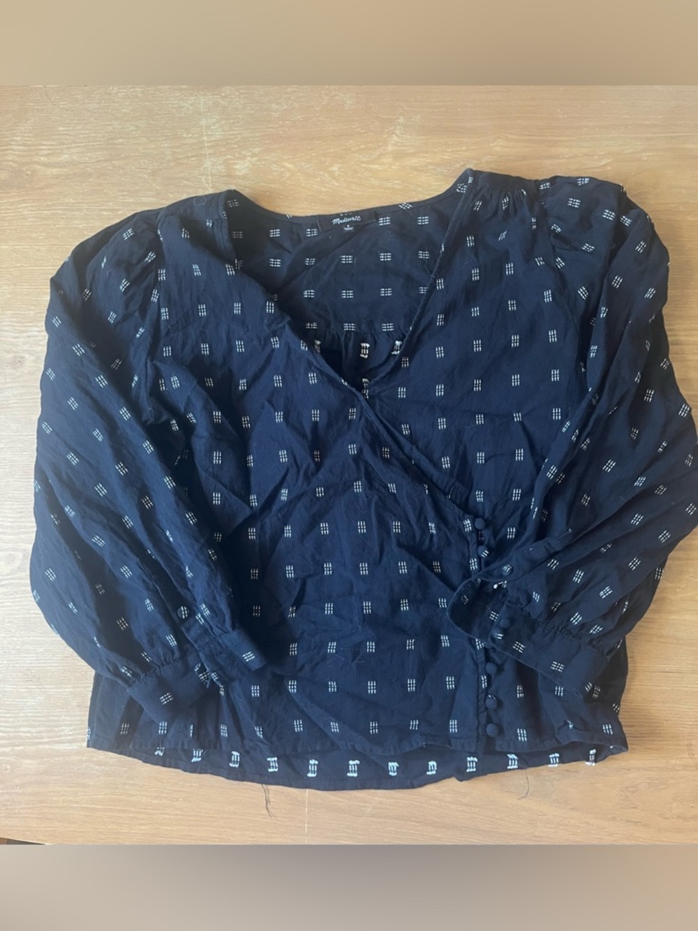 Madewell Black Wrap Blouse Top Women’s Small 100% Cotton